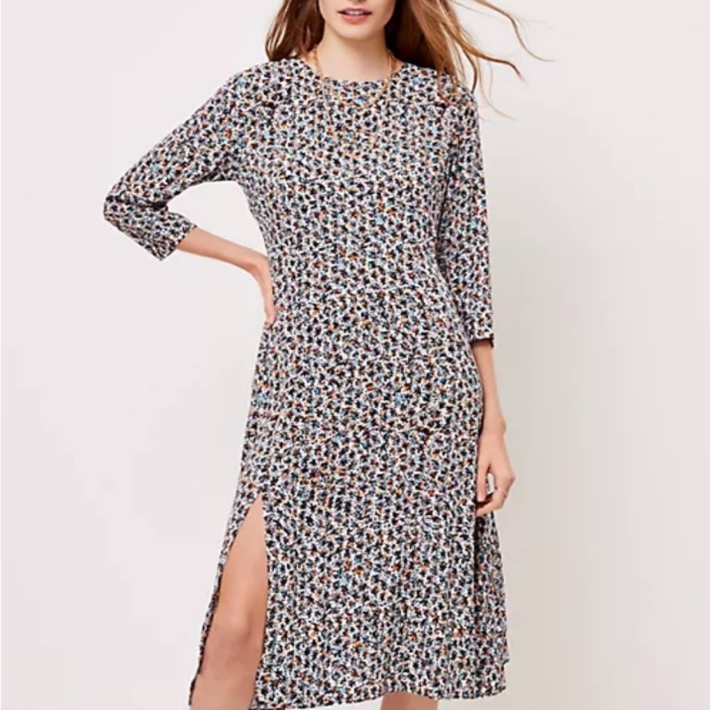 LOFT Midi Long Sleeve Dress
